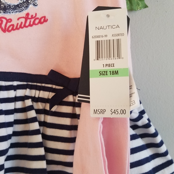 NEW Nautica Baby Girls' Striped One Piece Romper and Headband 18 Months - Picture 3 of 3